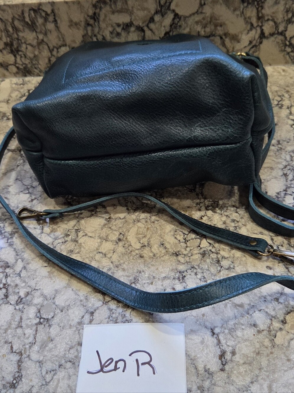 Portland Leather Lagoon Drawstring Bucket Crossbody Bag - Picture 3 of 5